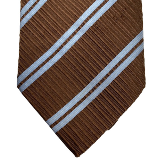 Andrews Ties Vintage Brown Striped 100% Silk Tie - Picture 2 of 7